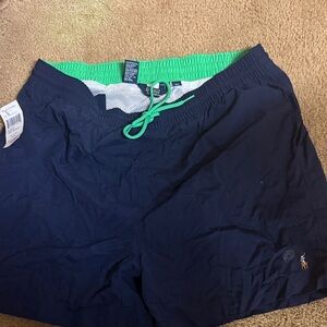 Polo by Ralph Lauren Blue Swim Trunks with Green Waistband